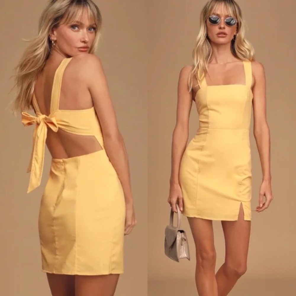 Charlie Holiday Iva Yellow Sleeveless Tie-Back Mini Dress